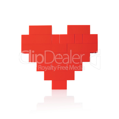 Red heart on white background