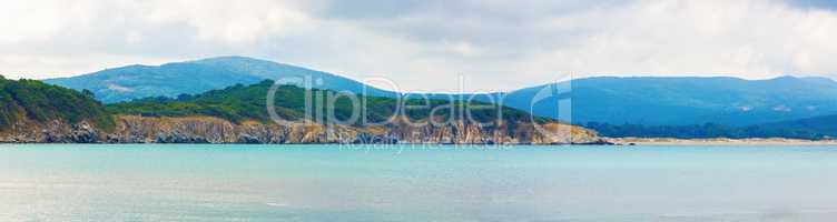 Seascape and mountains