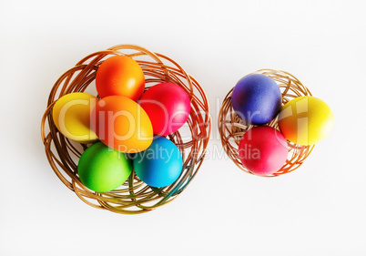 Easter eggs in two baskets