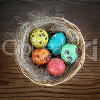 Easter eggs and nest