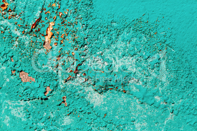 Peeling turquoise paint