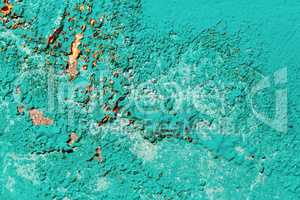 Peeling turquoise paint