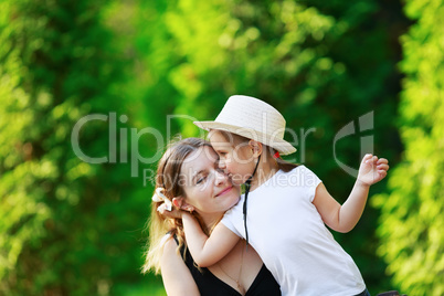 Daughter hugging her mother
