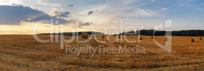 Straw bales in the sunset