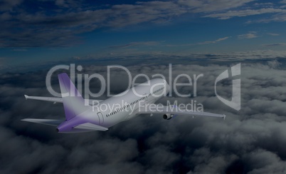 flying plane in the sky 3d illustration