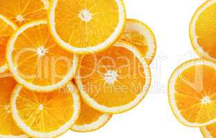 Orange slices on white