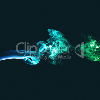 Abstract green and blue smoke