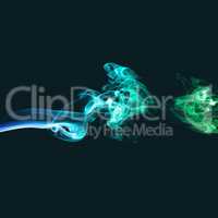 Abstract green and blue smoke