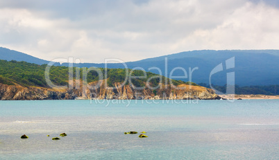 Rocks, mountains and sea