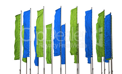 Green and blue flags