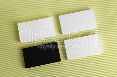 Business cards on a green background