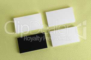 Business cards on a green background