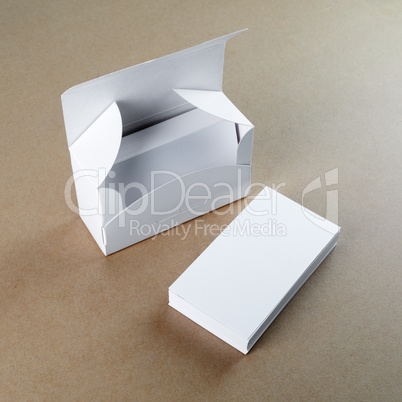 Box with blank business cards