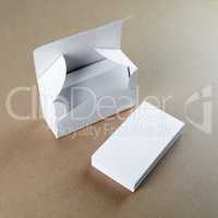 Box with blank business cards