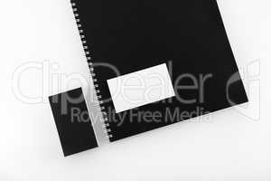 Blank business cards and notebook