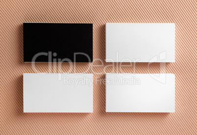 Set of business cards on a color background