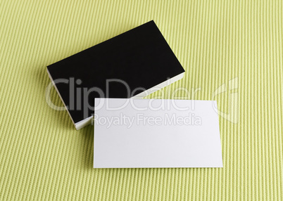 Business cards on a green background