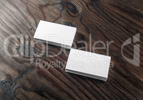 Business cards on wooden background