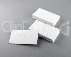 Blank business cards on gray
