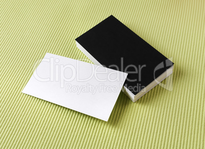 Business cards on green