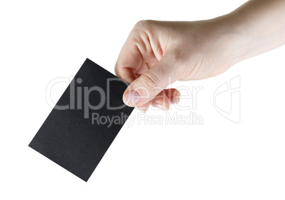 Black business card in hand