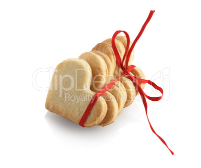 Cookies-hearts with red ribbon