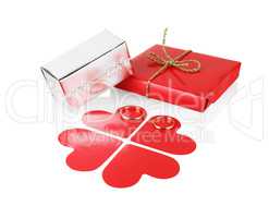 Holiday packages with paper hearts