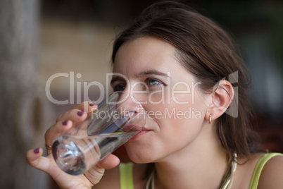 Woman drinks water