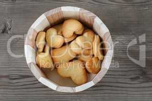 Heart shaped cookies on wooden background