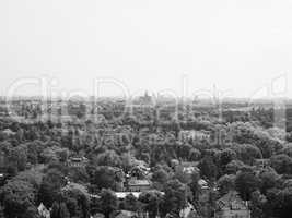 Aerial view of Berlin in black and white