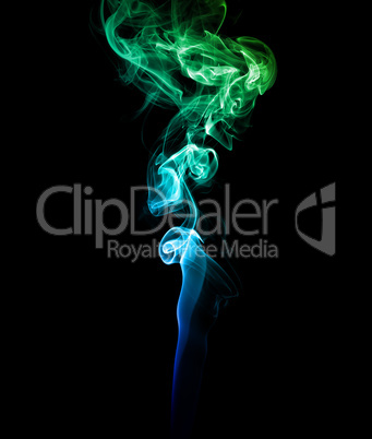 Abstract blue and green smoke