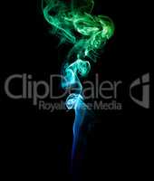 Abstract blue and green smoke