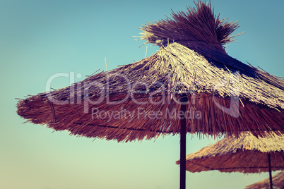 Straw beach umbrella