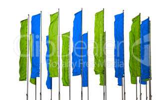 Green and blue flags