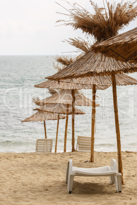 Beach umbrella made of straw