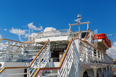 Close-up of cruise ship