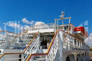 Close-up of cruise ship