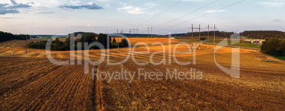 Rural landscape at sunset