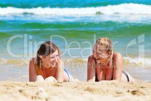 Happy girls on the beach