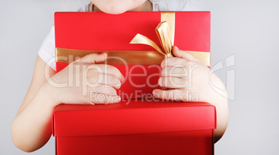 Gift box in children hands