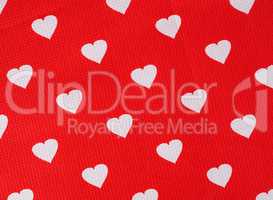 Hearts on red background