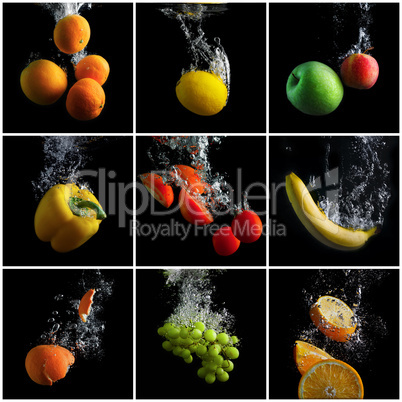 Fruits and vegetables in water