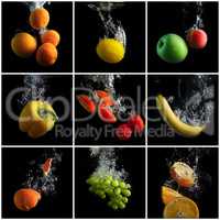 Fruits and vegetables in water