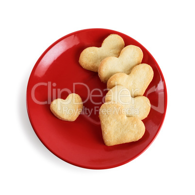 Cookies-hearts in a red plate