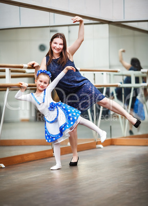 Mom and daughter in dance class