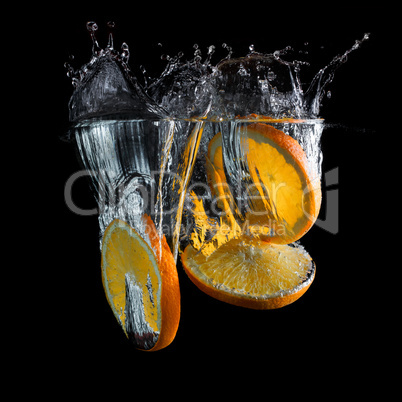 Orange slices in water