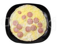 Scrambled eggs with sausages