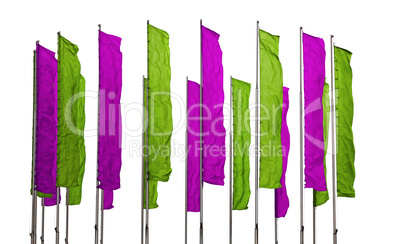 Purple and green flags