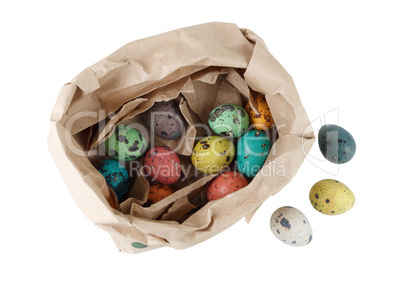 Quail eggs in a paper package