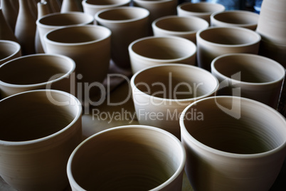 Many clay pots